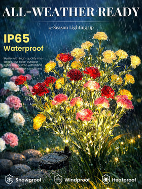 GIGALUMI waterproof solar flowers withstand rain and harsh weather