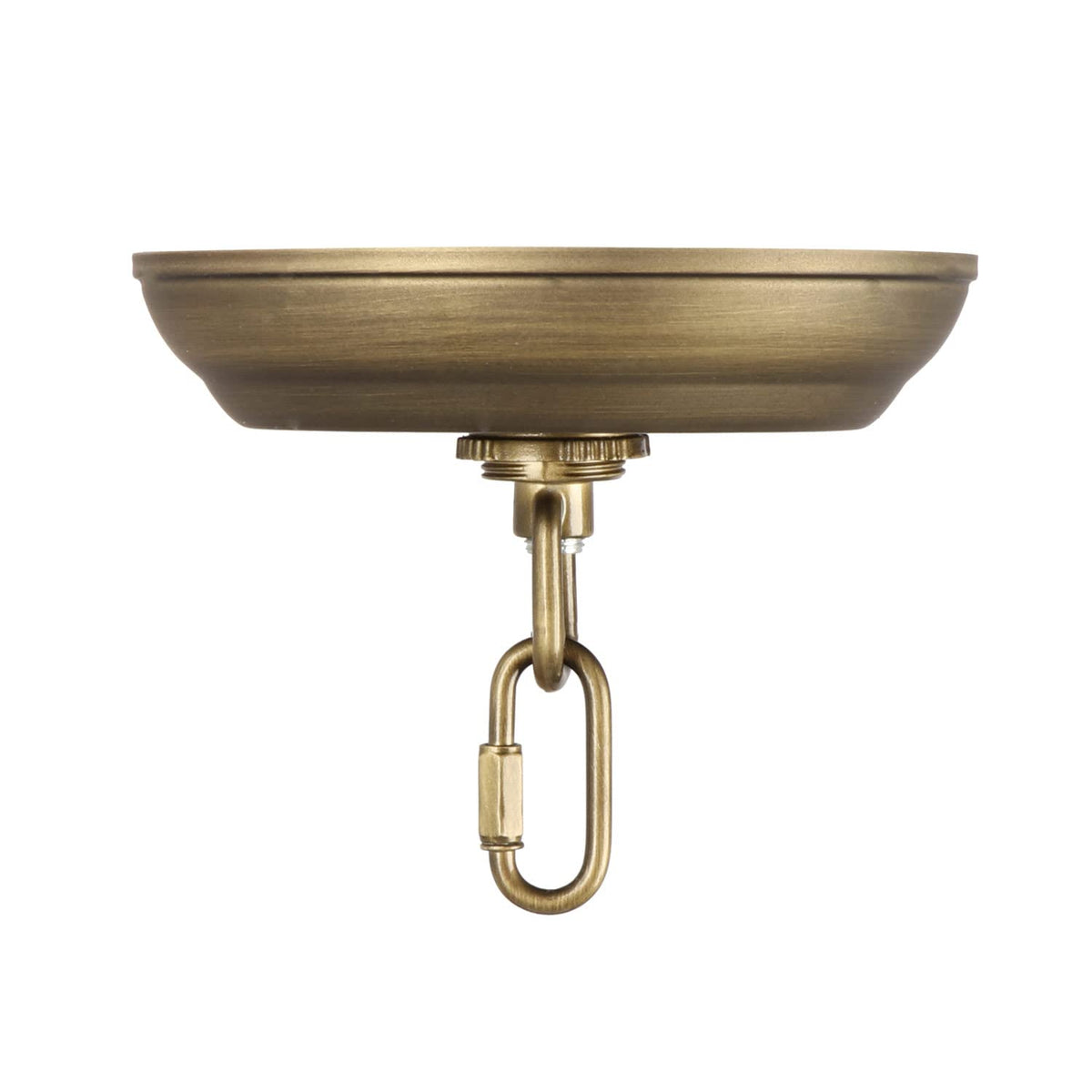 Giluta bronze ceiling plate shows sturdy mount for fixtures