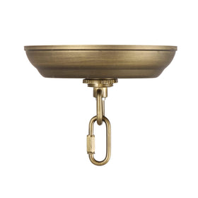 Giluta bronze ceiling plate shows sturdy mount for fixtures