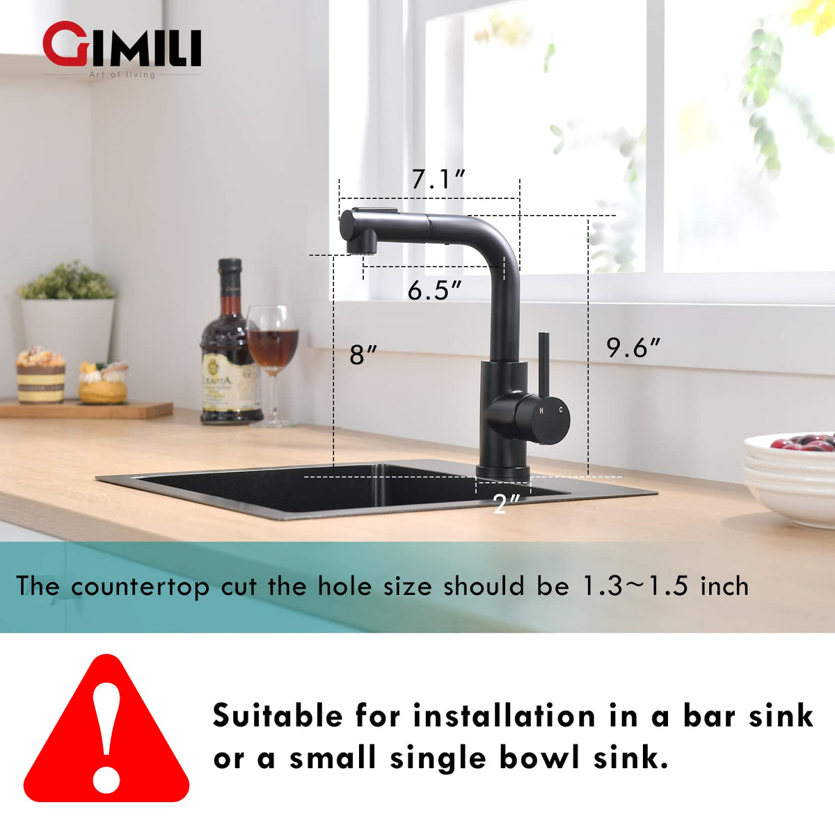 GIMILI bar faucet joystick-control handle shows precise water flow
