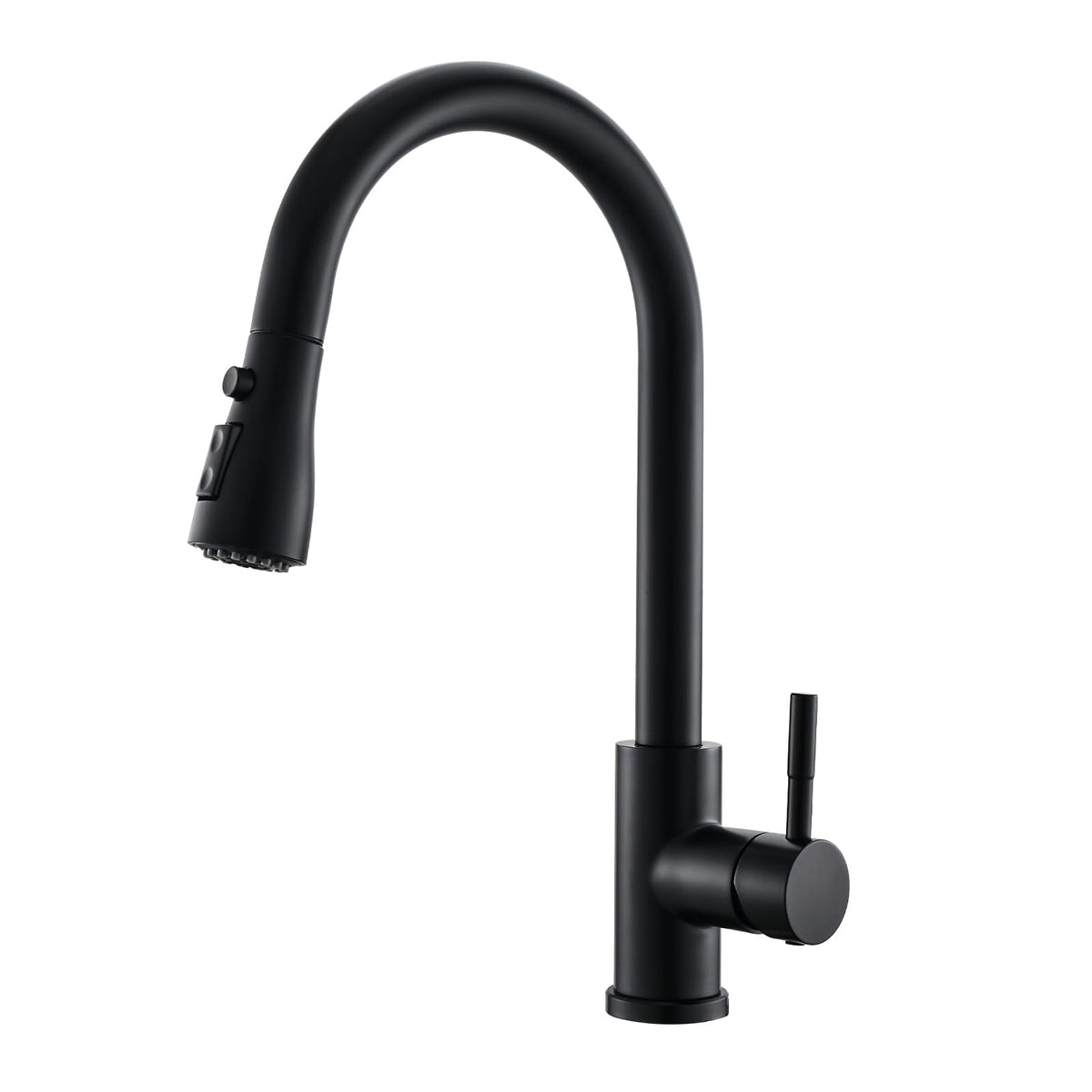GIMILI black kitchen faucet with pull-down sprayer on a clean sink area