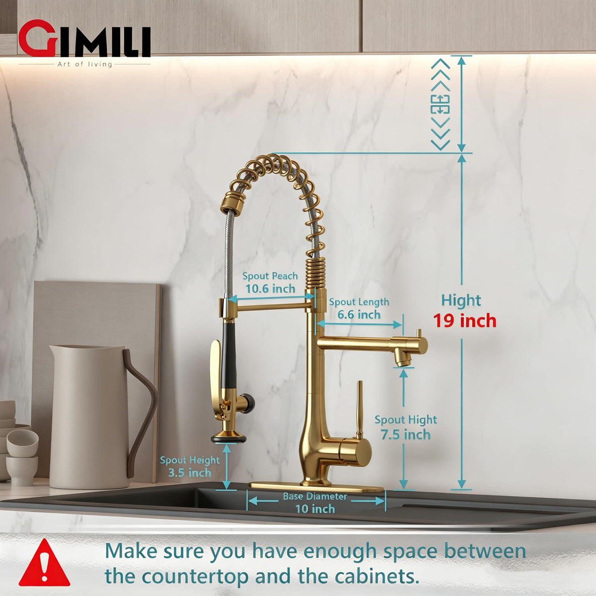 GIMILI faucet with two nozzles for spray and stream capabilities