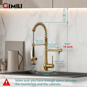 GIMILI faucet with two nozzles for spray and stream capabilities