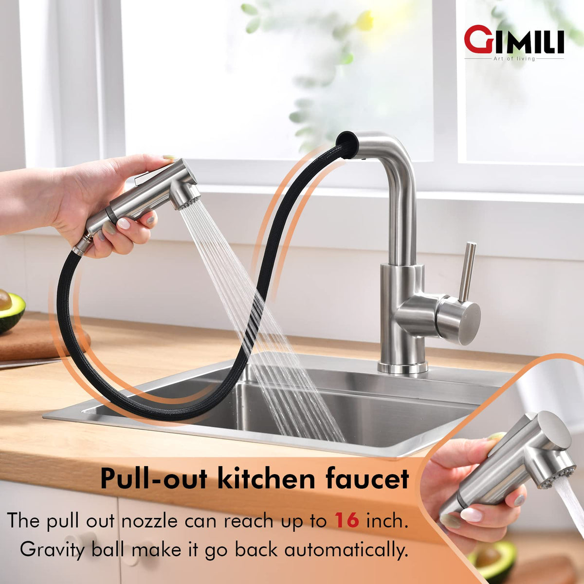 GIMILI brushed nickel finish adds modern style and fingerprint resistance.