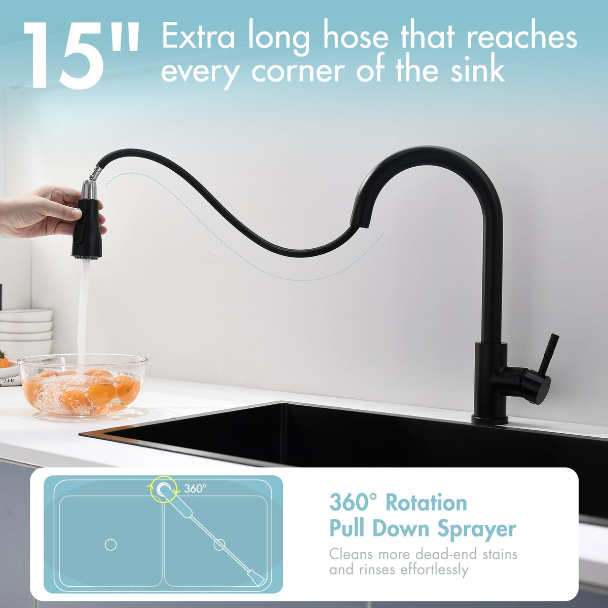 GIMILI faucet demonstrating strong water pressure for cleaning