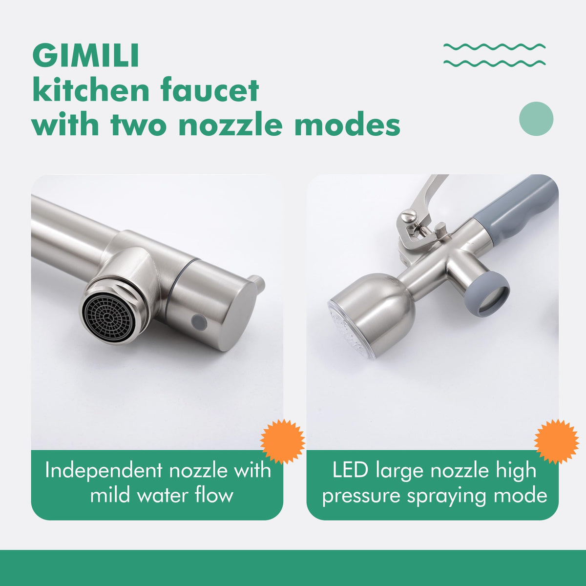 GIMILI brushed nickel finish resists fingerprints and smudges