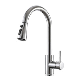 GIMILI pull-down kitchen faucet with brushed nickel finish, easy rinsing for any sink task.