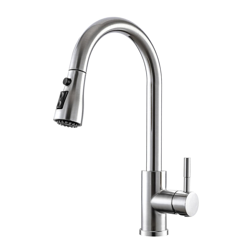 GIMILI pull-down kitchen faucet with brushed nickel finish, easy rinsing for any sink task.