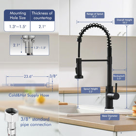 GIMILI pull-down sprayer in matte black for flexible cleaning