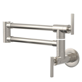 GIMILI pot filler extended arm in brushed nickel for versatile on-stove filling.