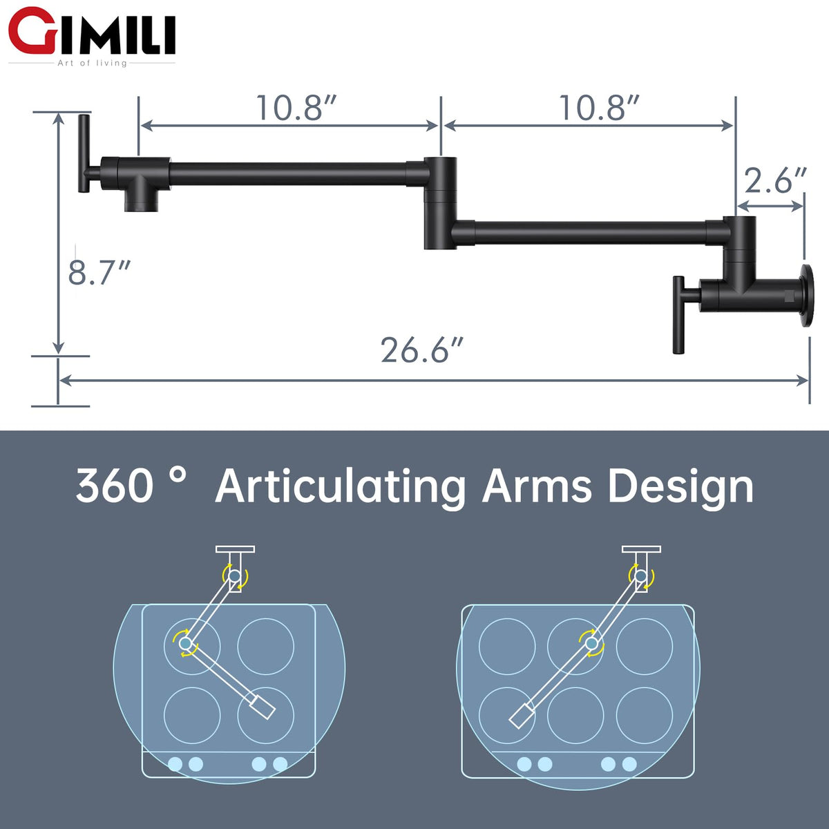 GIMILI 24-inch reach reduces trips between sink and stove.