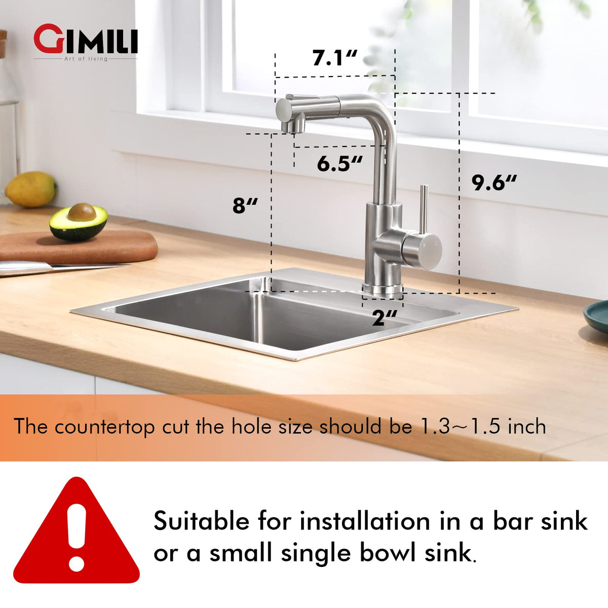 GIMILI pull-out sprayer demonstrates flexible reach for rinsing bowls and sinks.