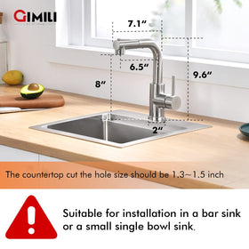 GIMILI pull-out sprayer demonstrates flexible reach for rinsing bowls and sinks.