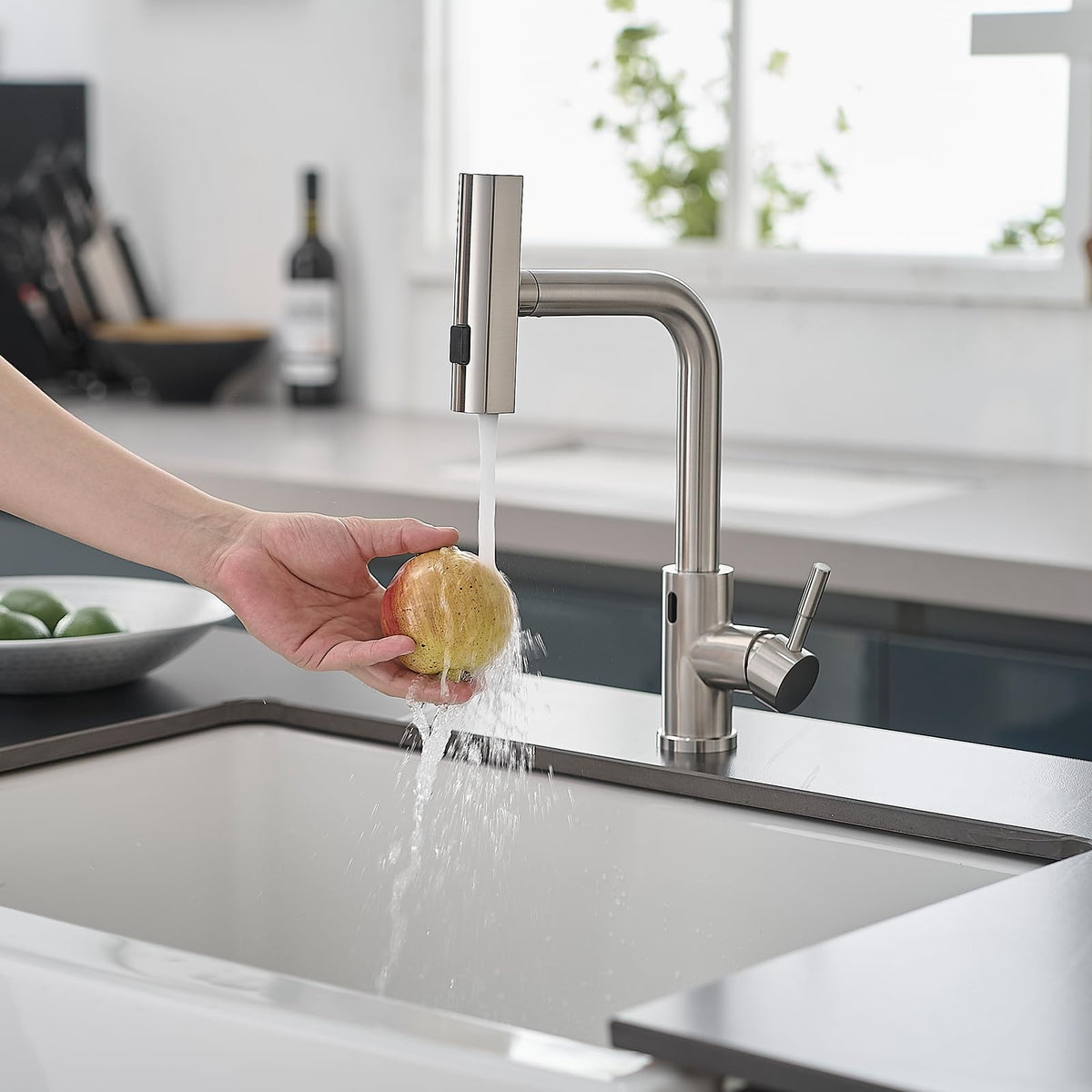 GIMILI hands-free faucet helps reduce cross-contamination during meal prep.