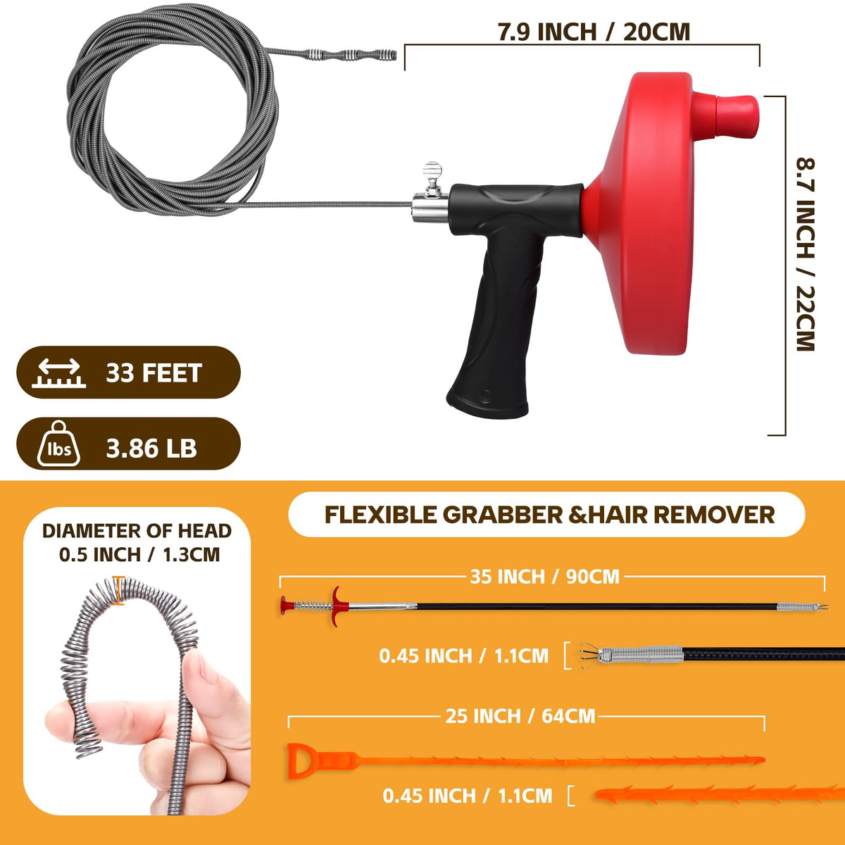 Ginbel Direct flexible grabber 35 in reaches deep clogs