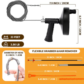 Ginbel Direct flexible grabber reaches deep pipes to grab hair without damage