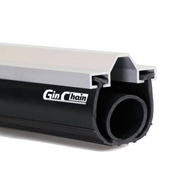 Ginchain convex T garage door bottom seal shown in action for weatherproofing.