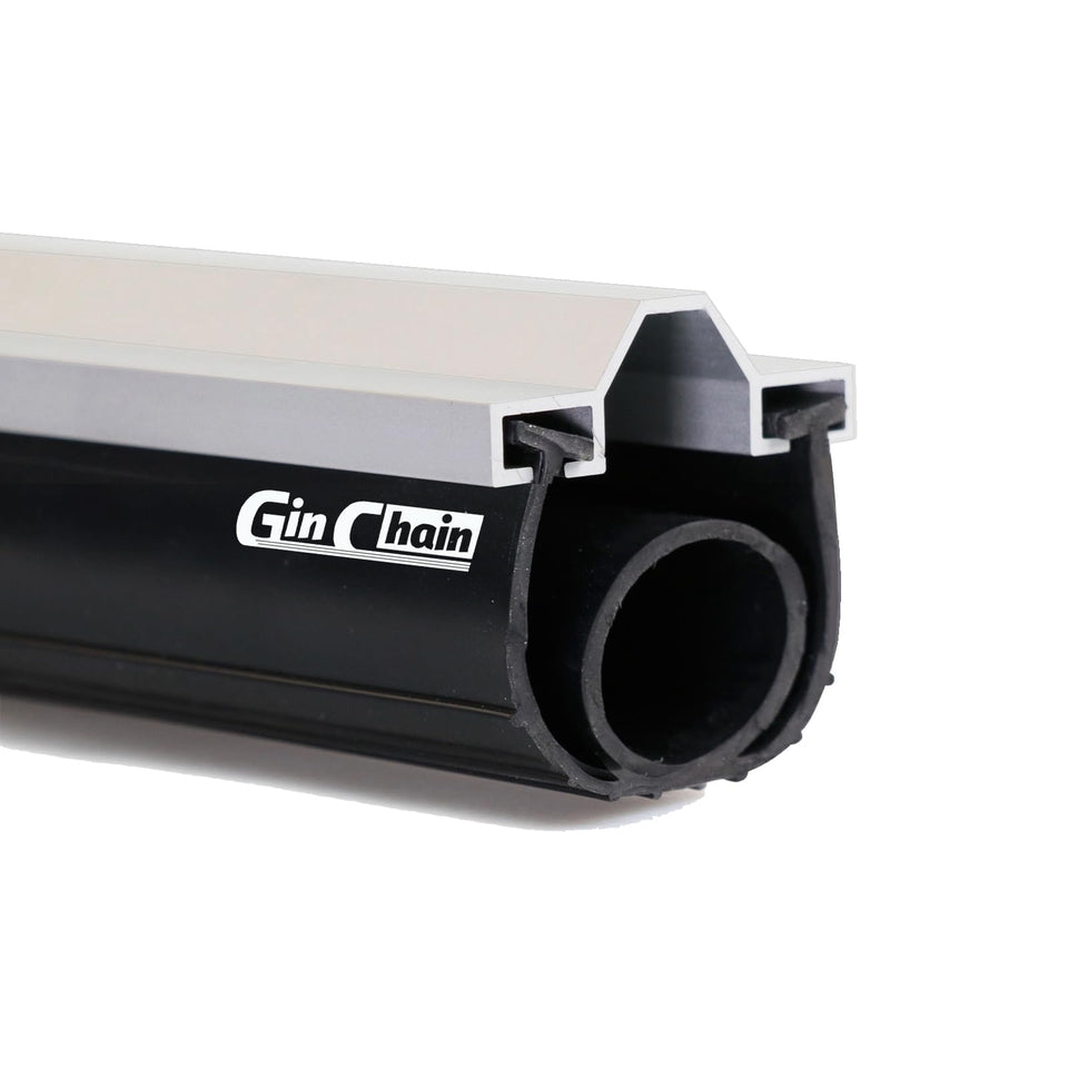 Ginchain convex T garage door bottom seal shown in action for weatherproofing.