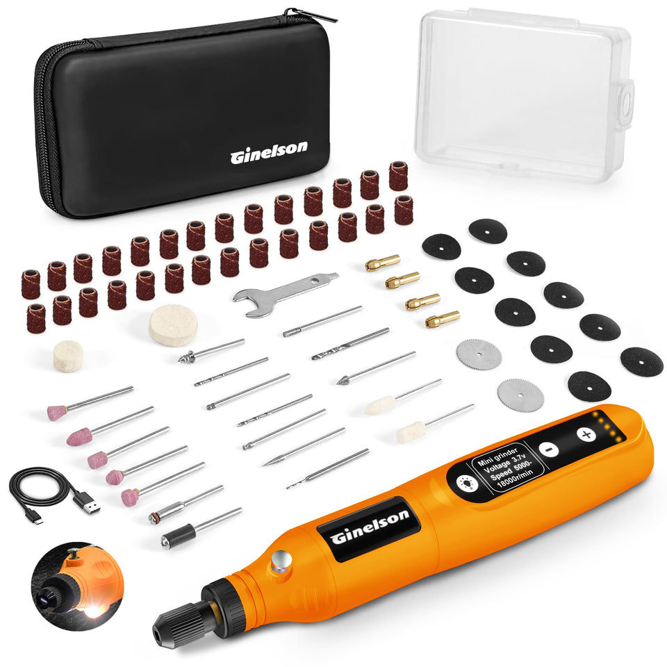 GINELSON cordless rotary tool battery charging with USB-C power and extended runtime