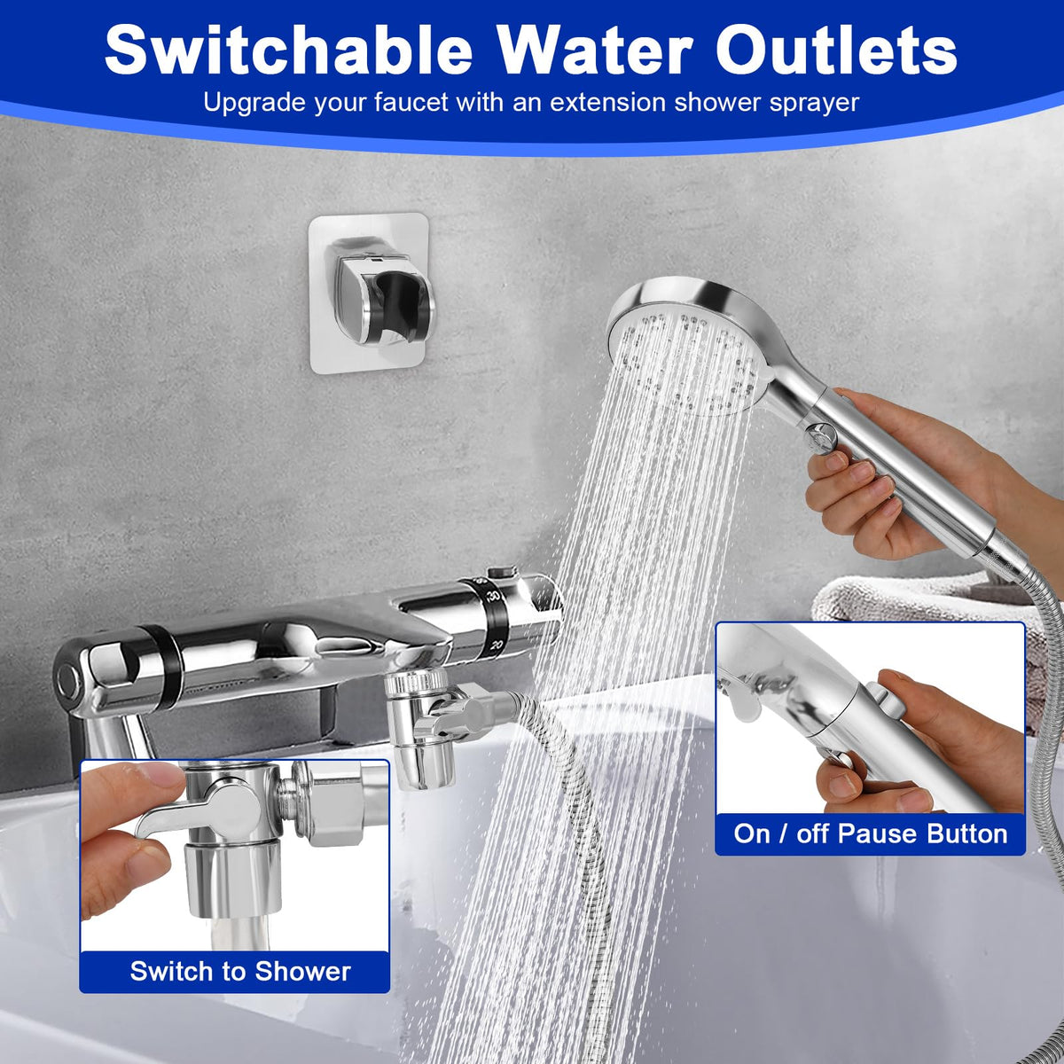Ginoojy 79-inch hose offering ample reach for bath and cleaning tasks.