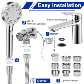 Ginoojy includes 9 adapters enabling faucet compatibility across styles.