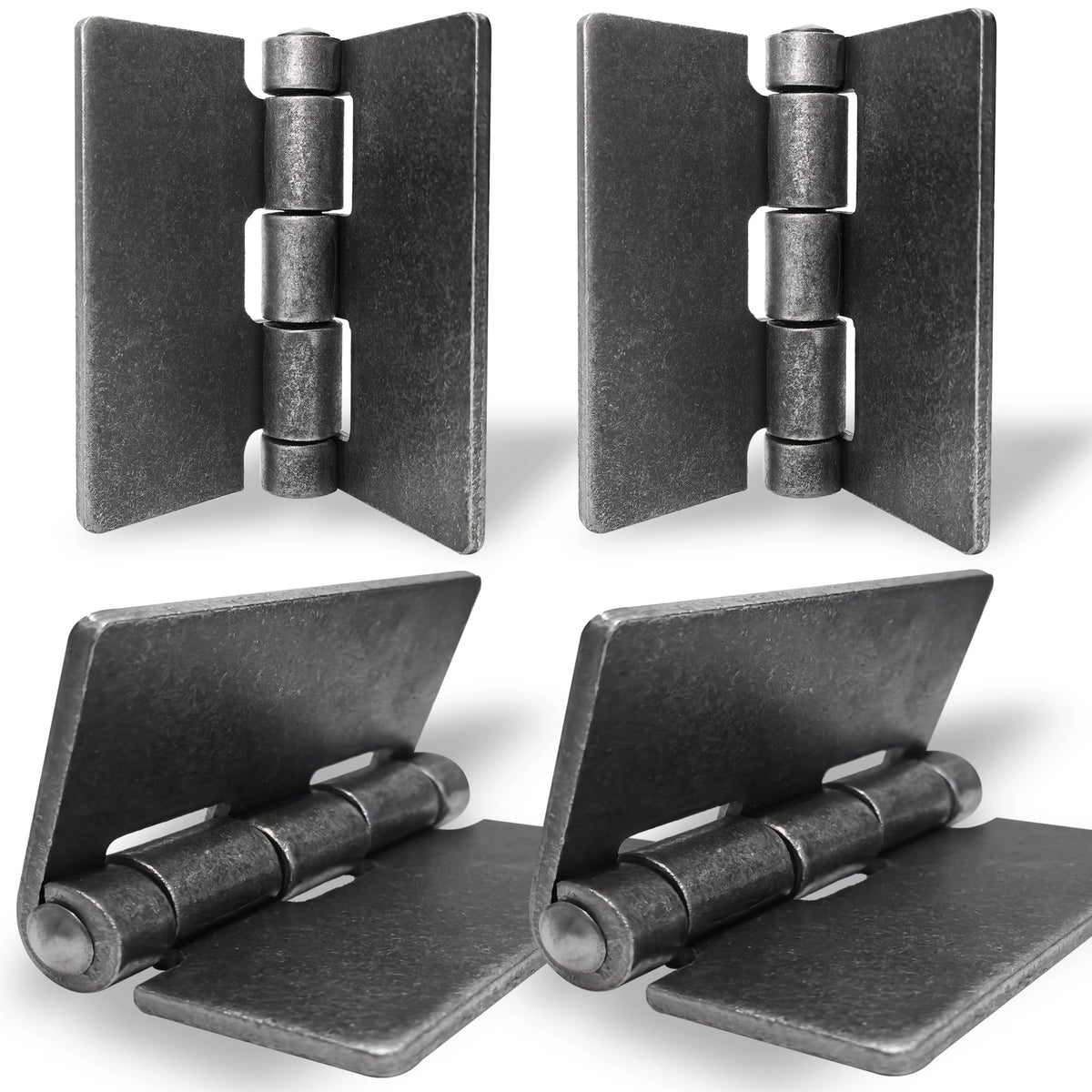 Ginxfit Weld-On hinges four-pack in heavy-duty steel for gate support.