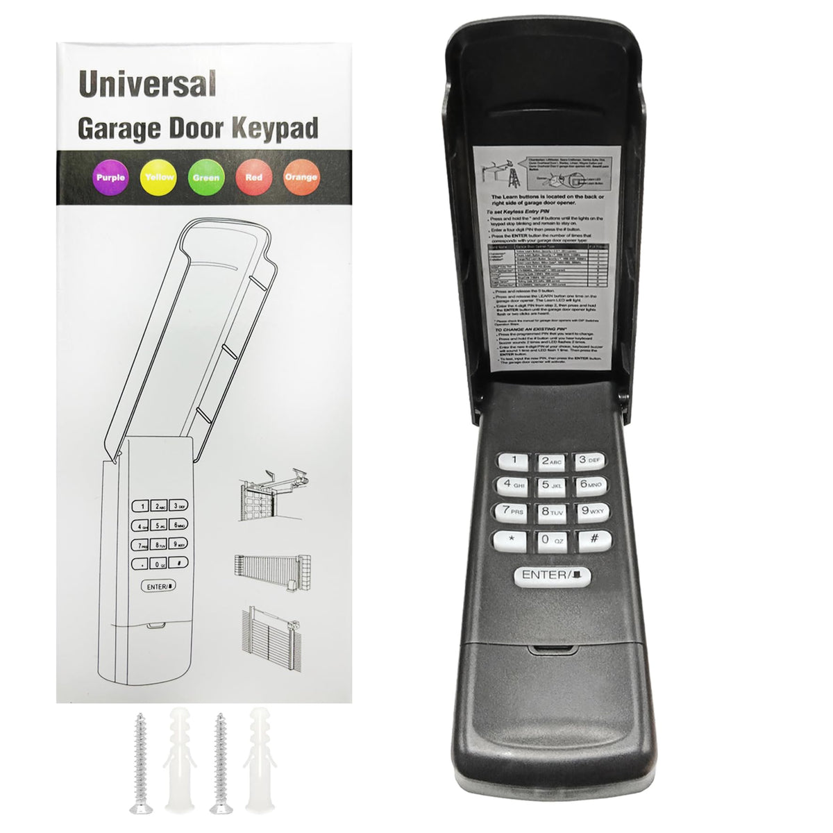 GIOATY universal keypad front view for seamless keyless entry across multiple openers