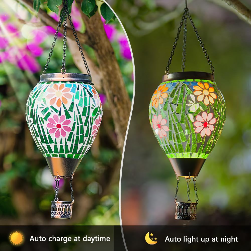 Giole Mosica lantern features an S-hook for easy hanging
