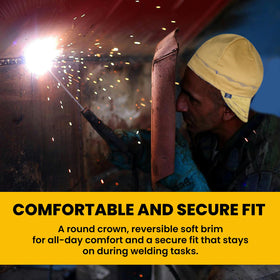 Giorgino dust-protection cap reduces debris exposure on the job.