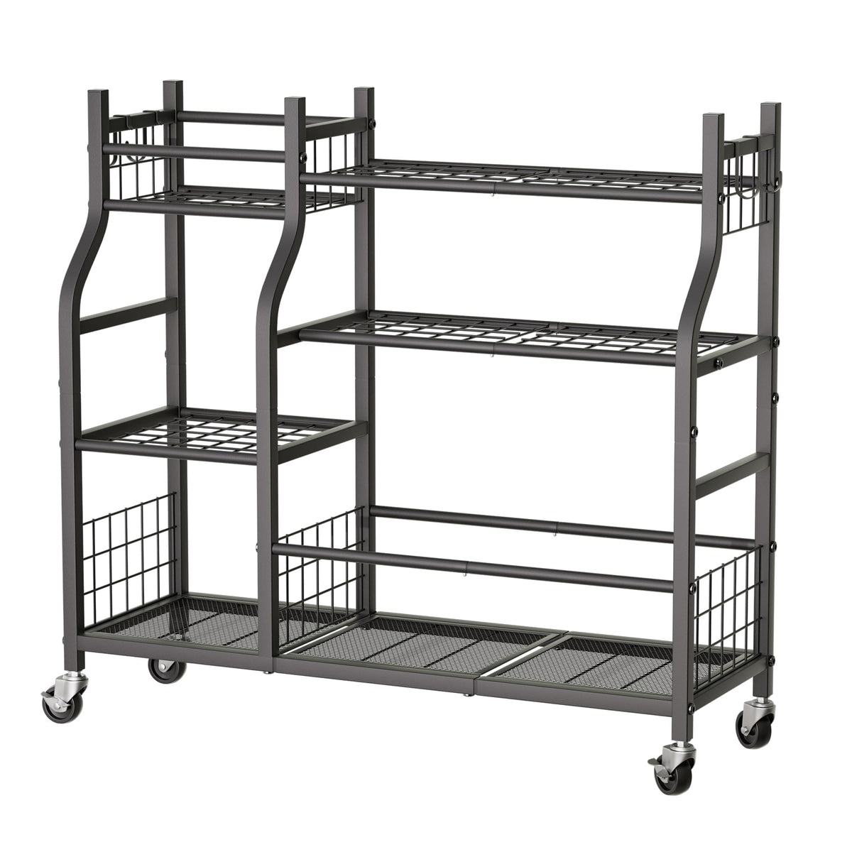 GIOTORENT garden tool rack with rust-resistant carbon steel finish for durability.