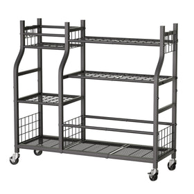 GIOTORENT garden tool rack with rust-resistant carbon steel finish for durability.
