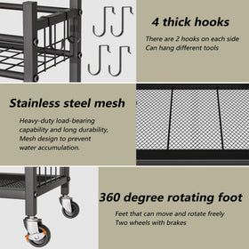 GIOTORENT tool cart multi-tier, demonstrates easy movement on firm indoor or outdoor surfaces.