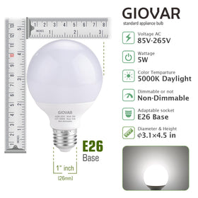 GIOVAR globe bulb with shatter-resistant lampshade for durable, uniform daylight