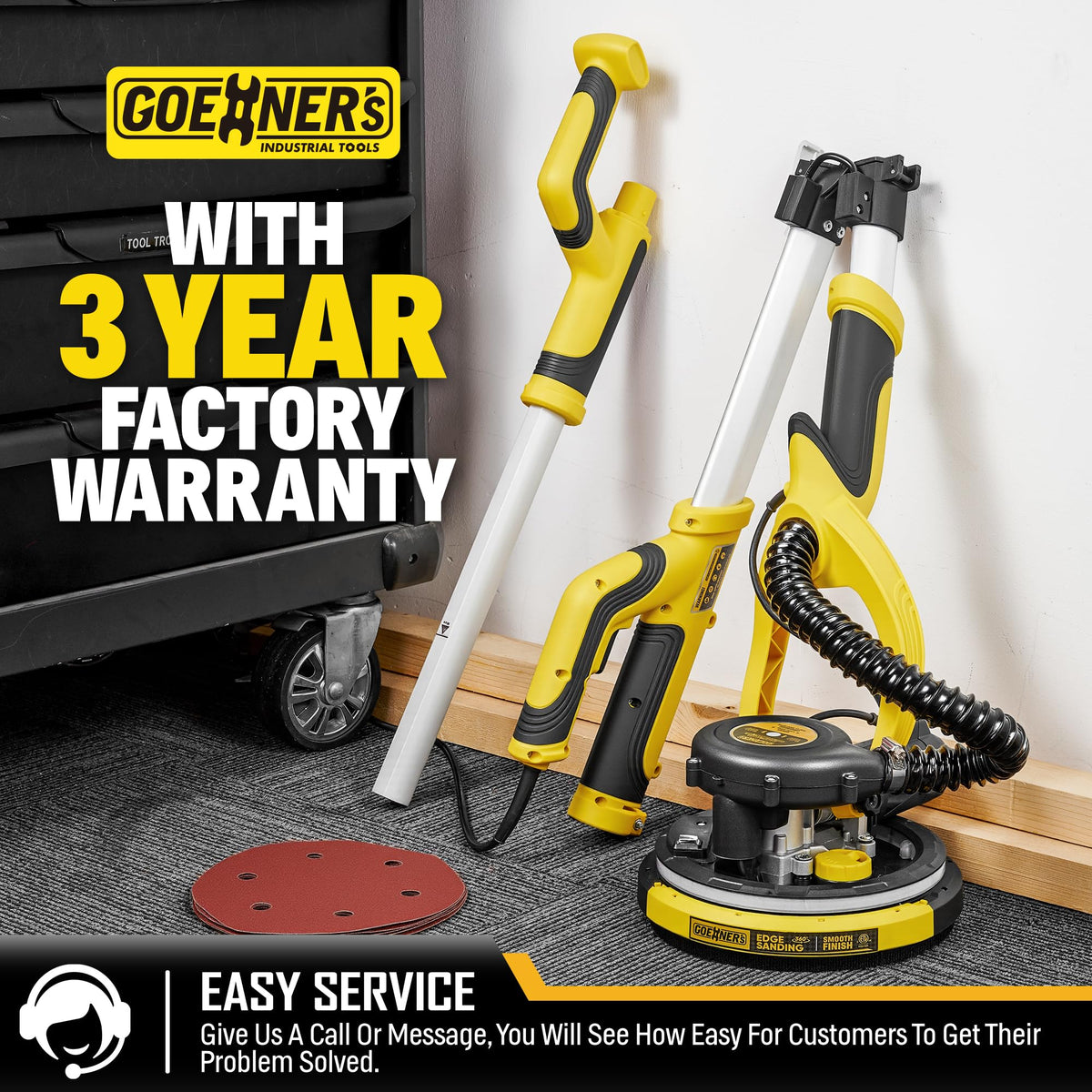 Gioventù drywall sander complete-kit saves setup time on site.