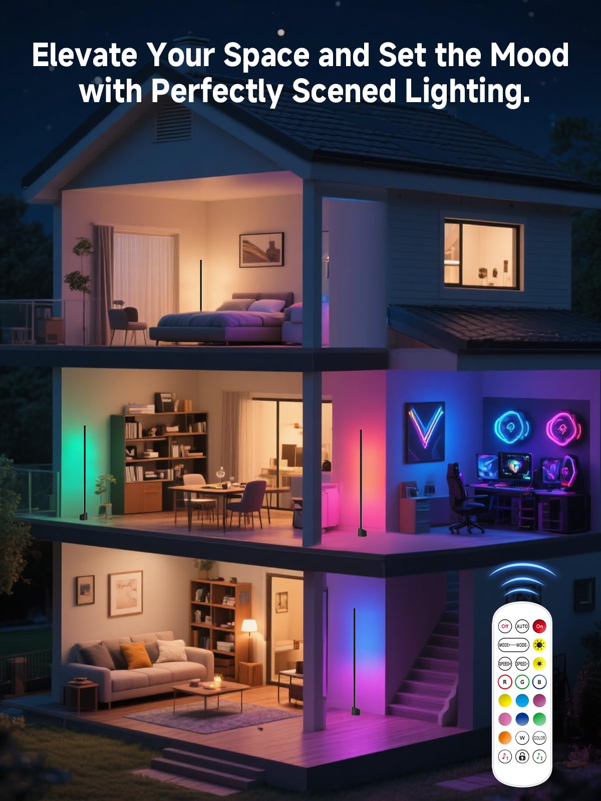 GIPOYENT corner lamp in living room setup for versatile lighting.
