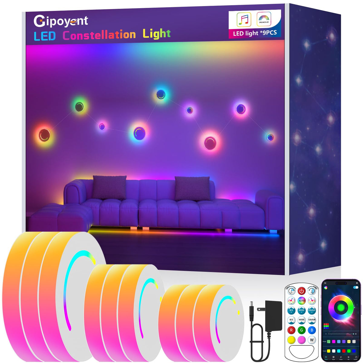 GIPOYENT Smart Wall Light constellation assembly for ambient decor