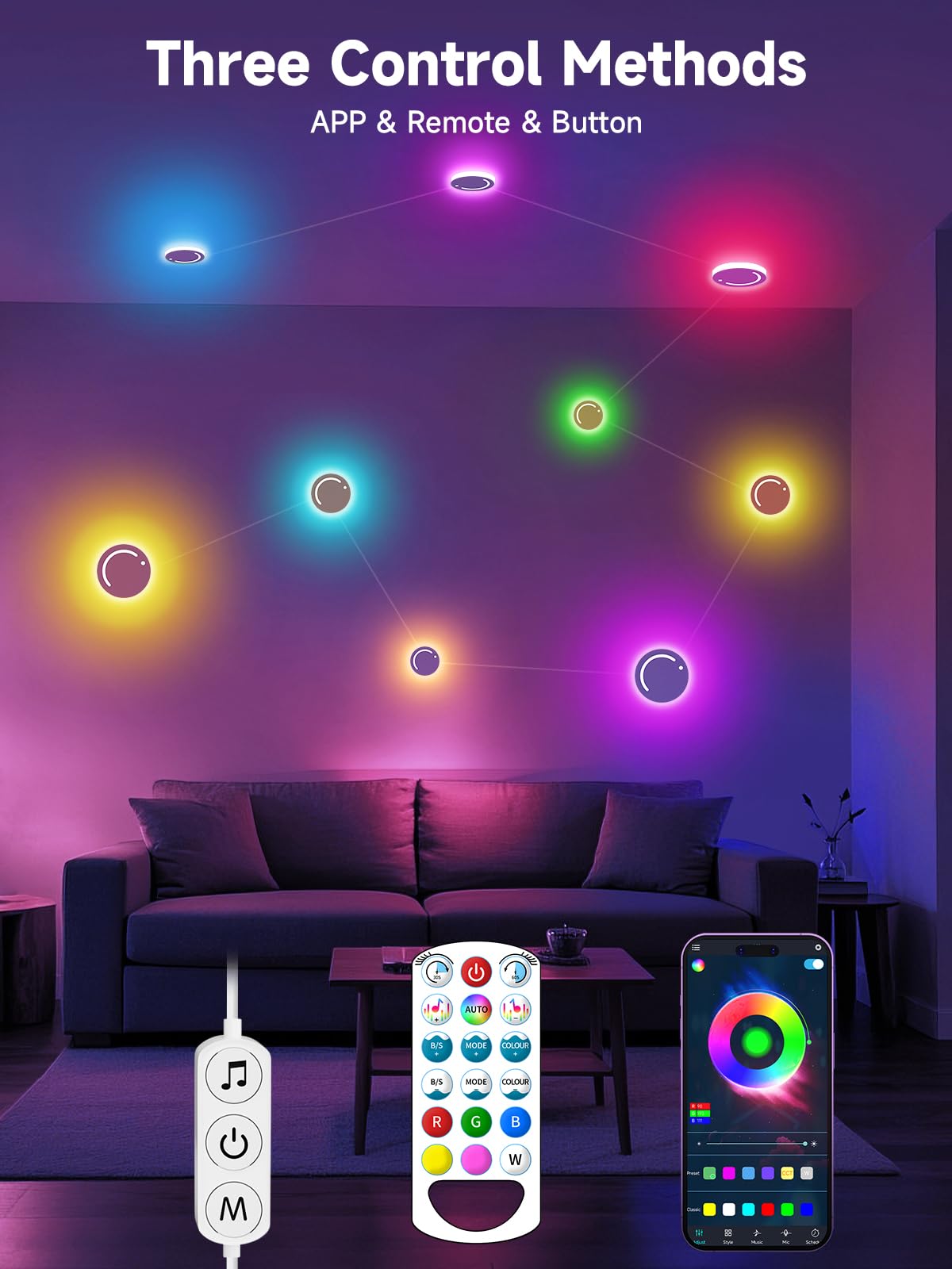 GIPOYENT Smart Wall Light RGB LEDs offer vibrant color options for mood lighting