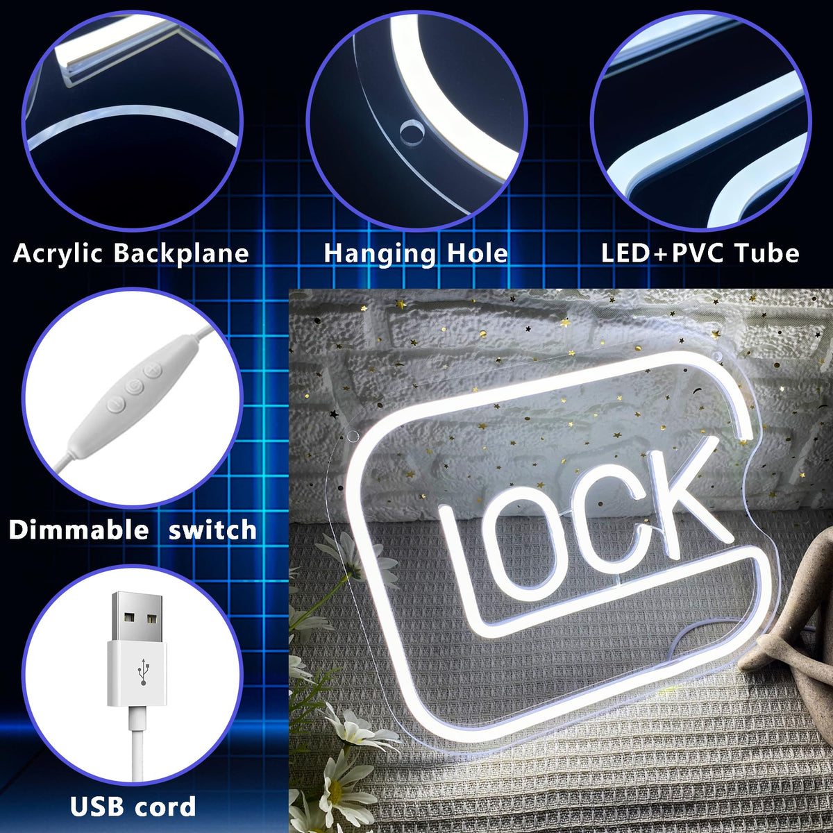 Gippro Lock neon sign makes a giftable addition for gamers.