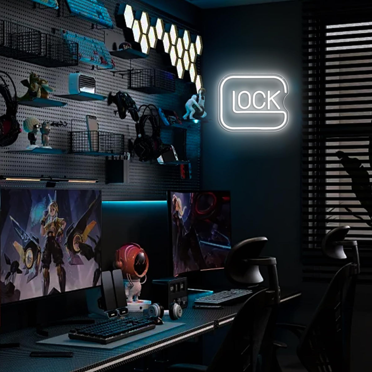 Gippro Lock neon sign powered by USB for simple setup.