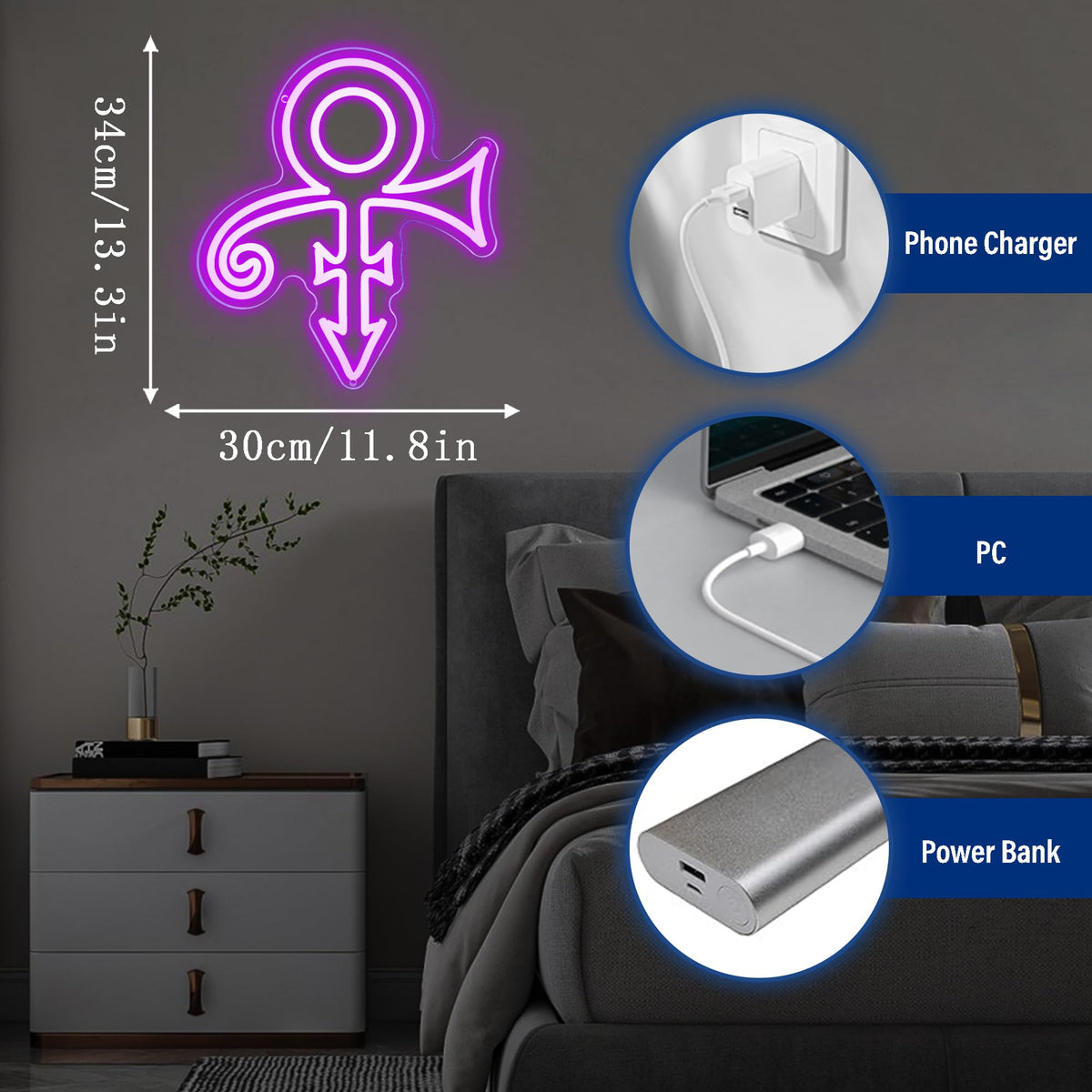 Gippro Prince neon sign enhances bedroom ambiance with stylish glow.