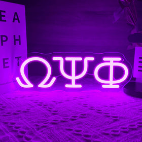 Gippro Psi Phi neon sign wall decor with a vibrant room glow.