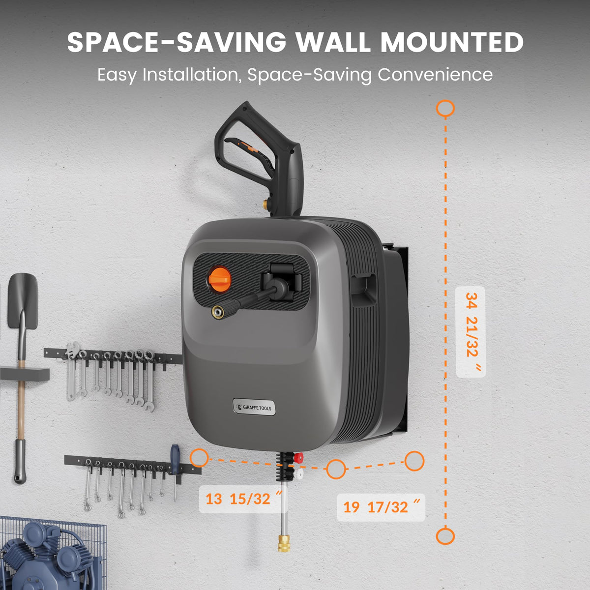 Grandfalls wall-mount bracket enables easy storage and accessibility