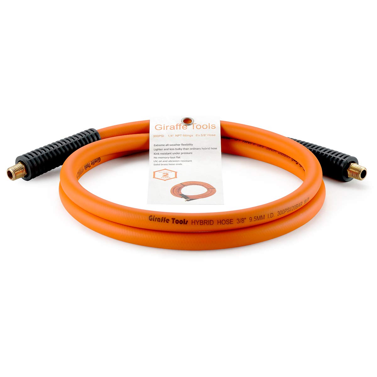 Giraffe Tools Hybrid Lead-in Air Hose extended view for flexible year-round use.