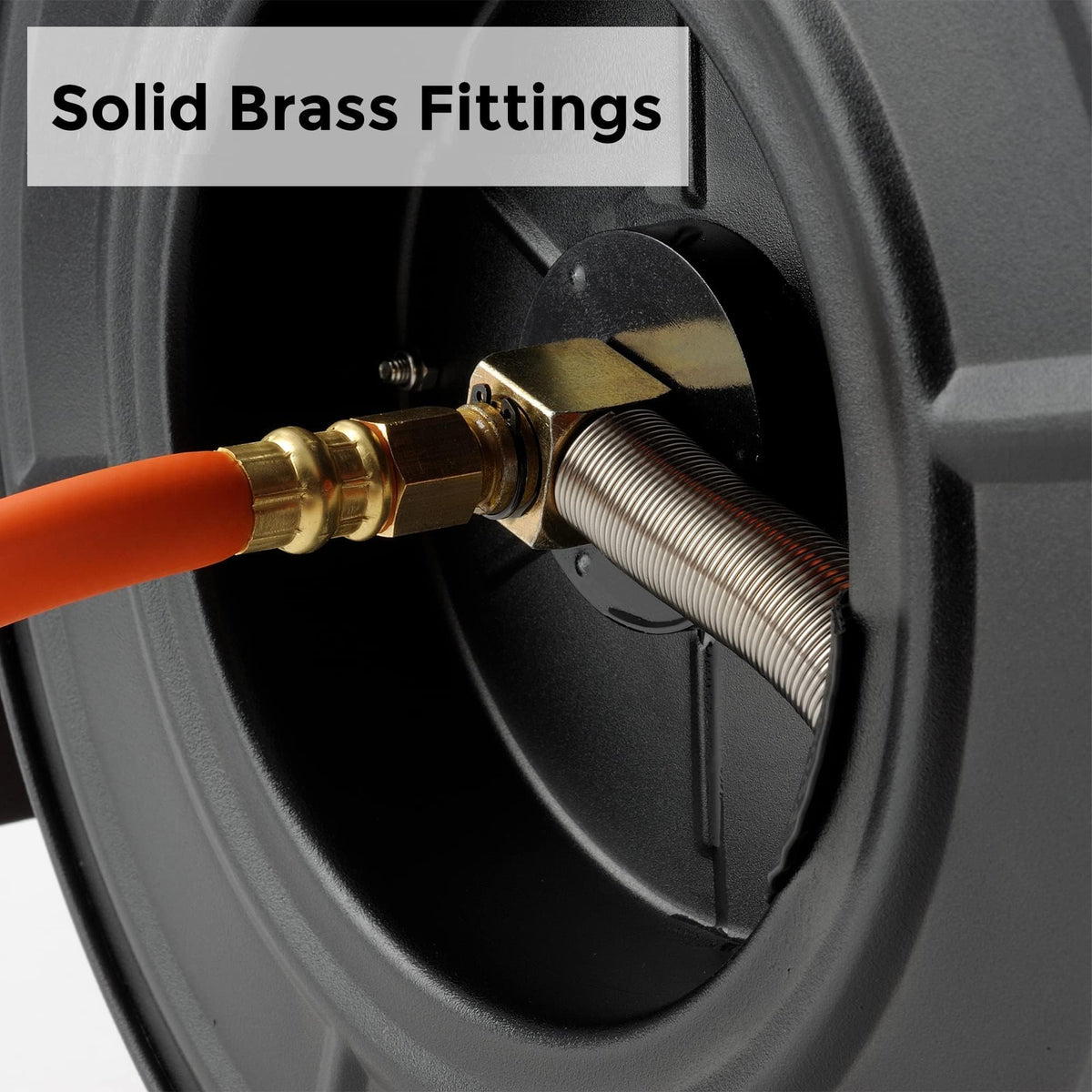 Giraffe Tools solid steel reel with brass fittings for durable connections