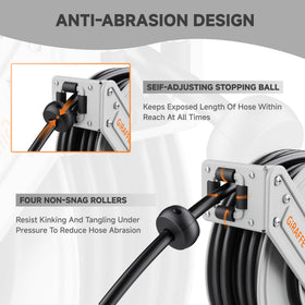 Giraffe Tools stainless steel rollers reduce wear during operation.