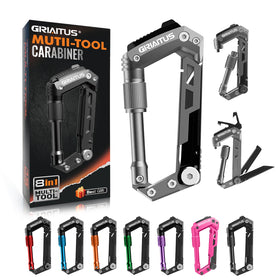 GIRIAITUS carabiner multitool 8-in-1 knife close-up for versatile outdoor tasks.