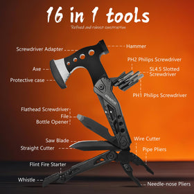 GIRIAITUS 16in1 multitool hammer: helps drive stakes and fix gear on the trail.