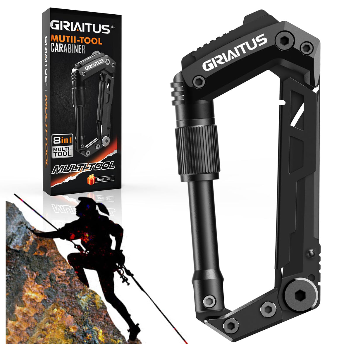 GIRIAITUS carabiner multitool survival gear for outdoors.