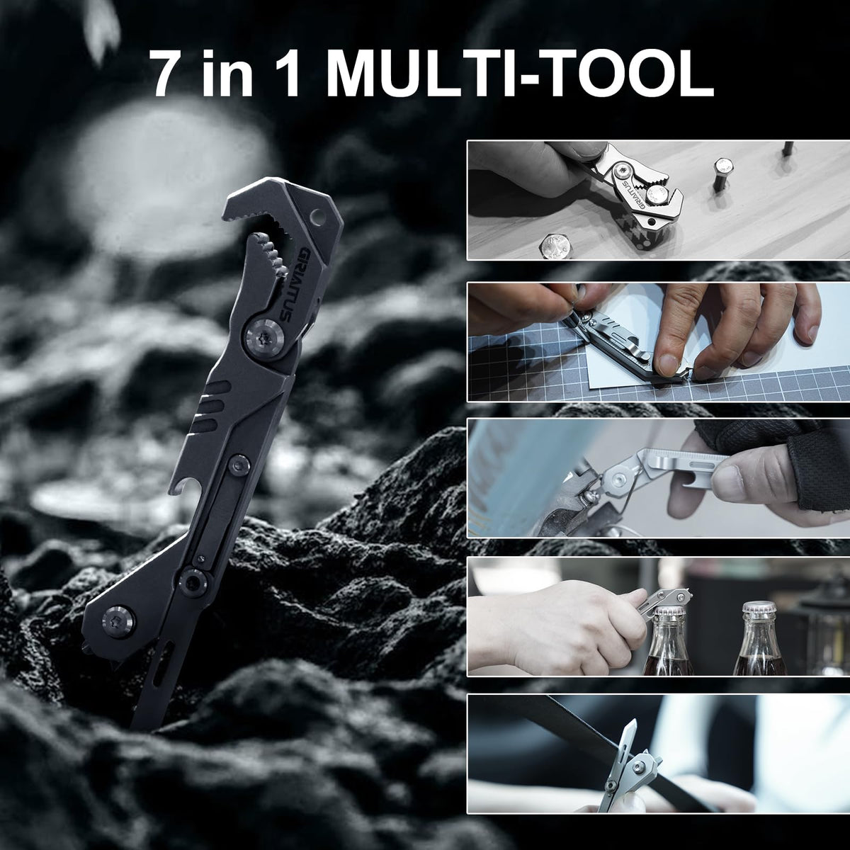 GIRIAITUS EDC multitool bottle opener and ruler for practical tasks.