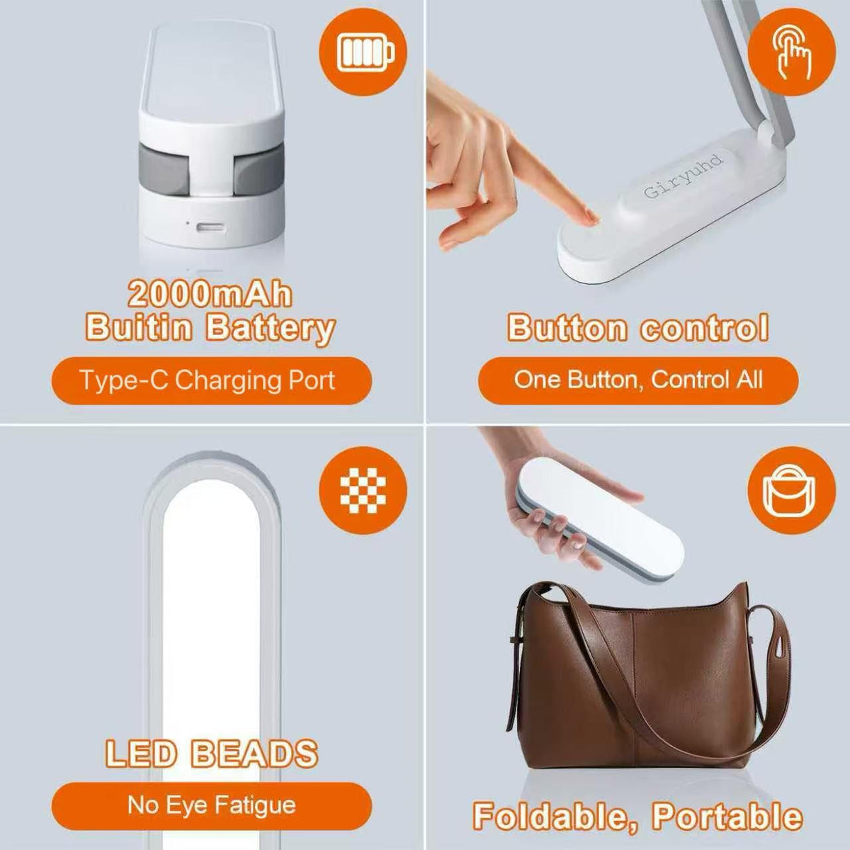 Giryuhd LED Desk Lamp ideal for reading with focused light.